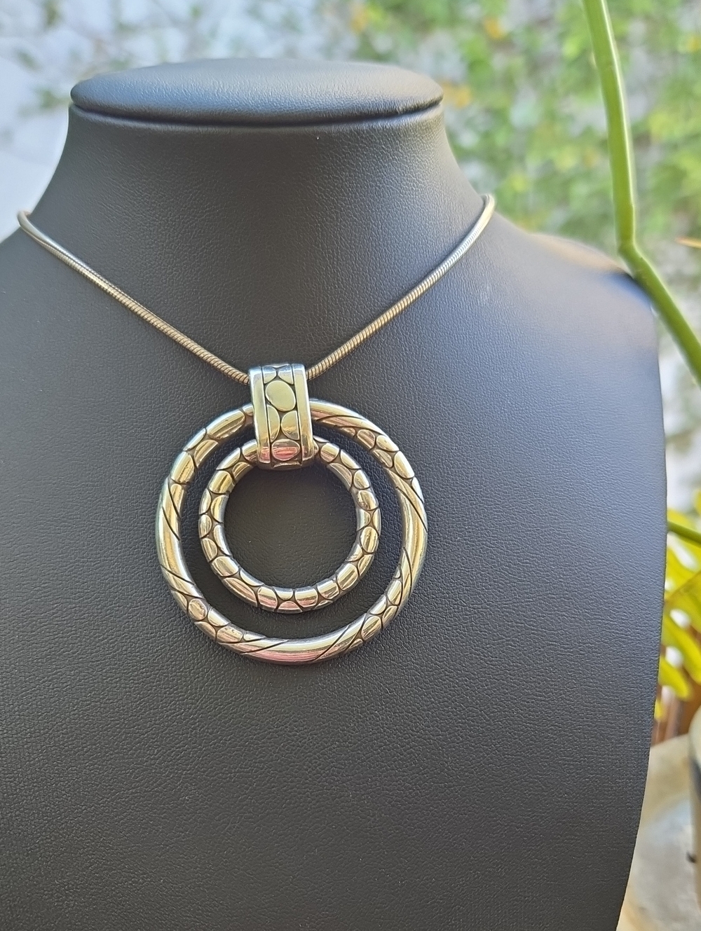 Brighton Double Ring Pendant Necklace - Silver Tone